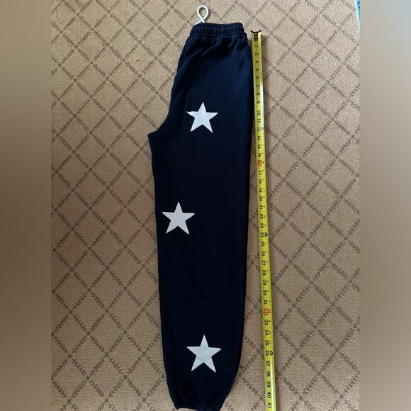 Gildan heavy blend navy sweatpants drawstring waist & white applique stars M - Picture 4 of 7